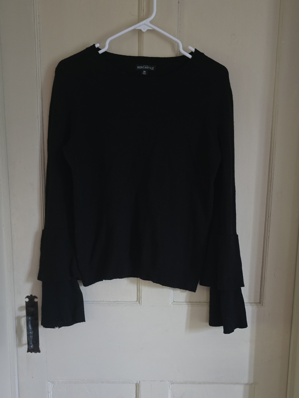 J.Crew Black Knit Sweater with Tiered Bell Sleeves